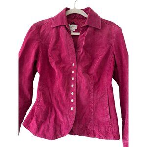 Live A Little Womens Pink Leather Snap Button Collared Jacket Size S